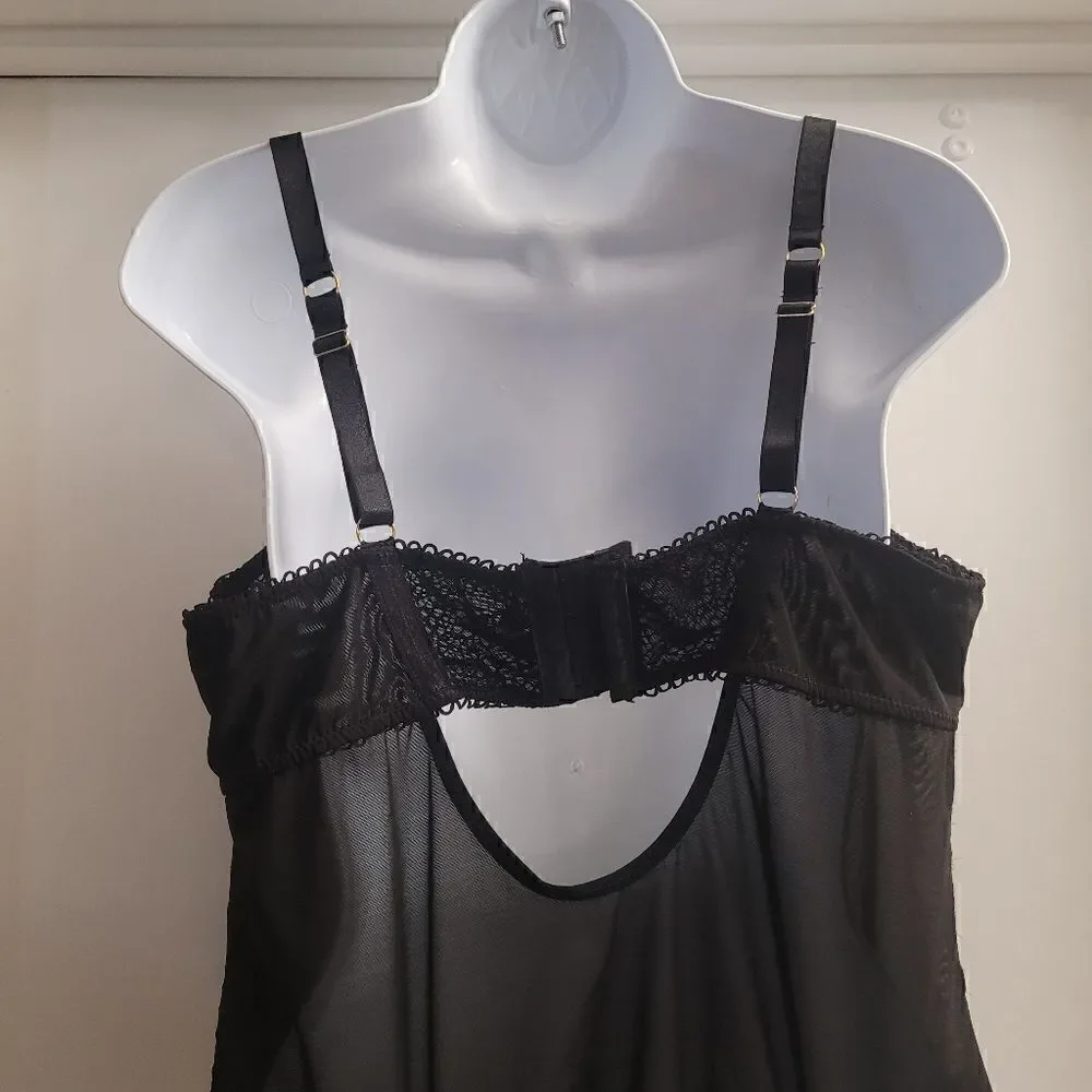 Ooh la la cheri black lace teddy with garter